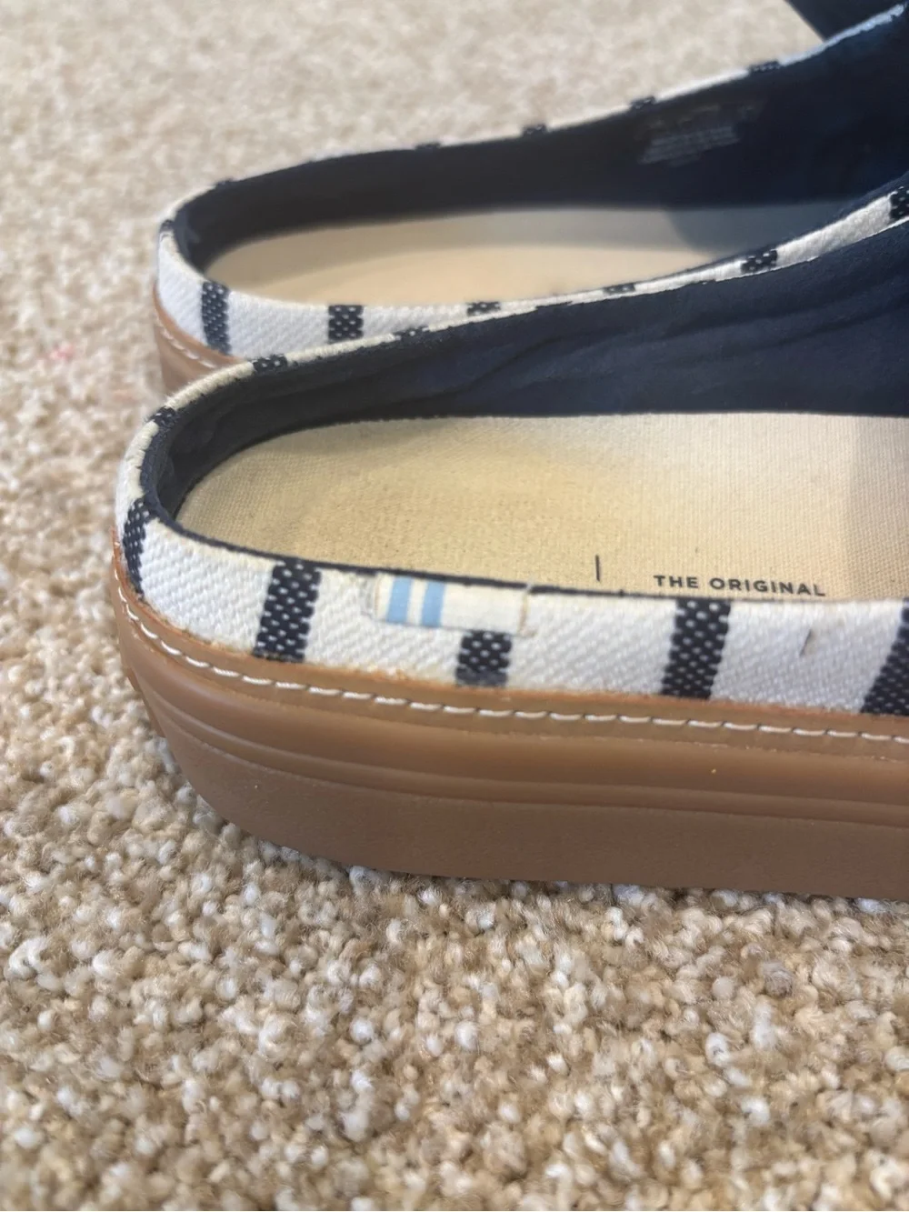 Toms Cream & Navy Striped Slip-On Loafers